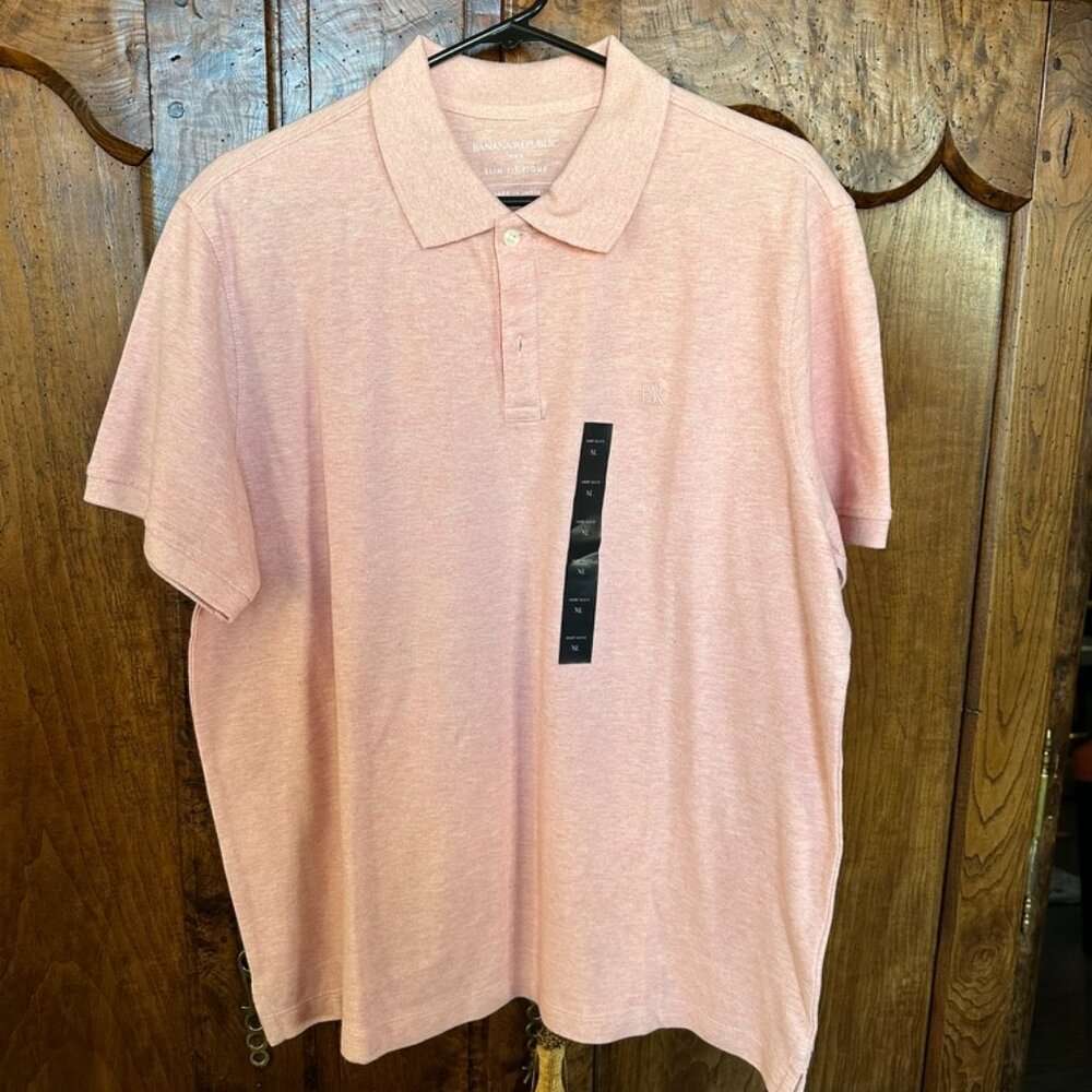 Banana Republic Luxe Touch Slim Fit Polo in Dusty Rose - Men's XL